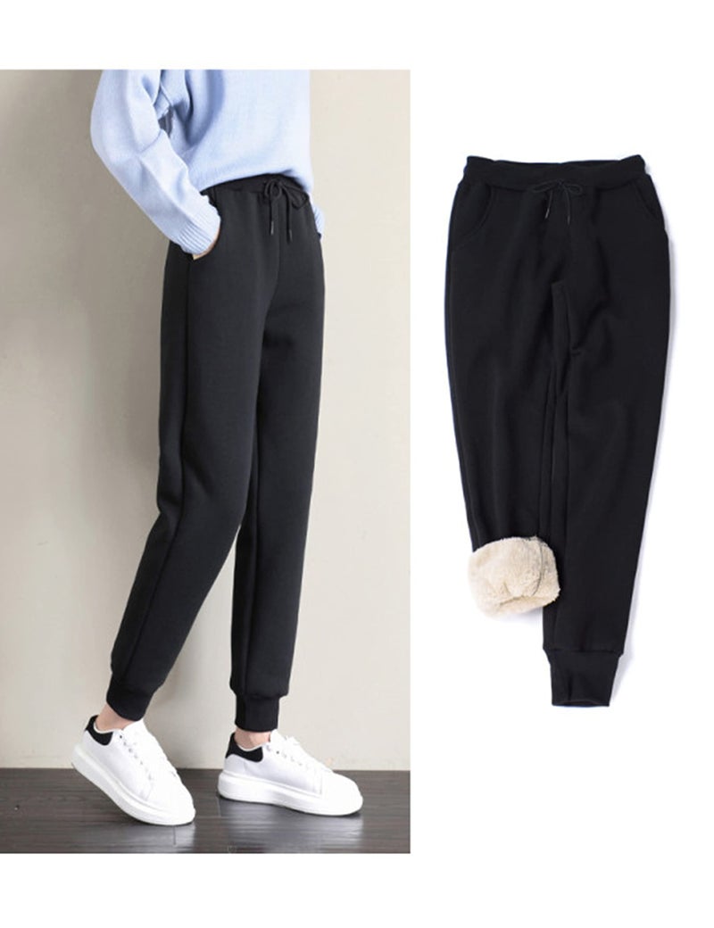 Yeokou Women's Warm Sherpa Lined Athletic Sweatpants Jogger Fleece Pants (XX-Large, Black) - Image 4